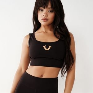 True Religion logo sports bra top